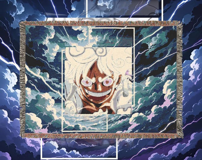 Anime & Manga Woven Blanket - Otaku Room Decor, Cozy Throw Gift, Wall Tapestry or Couch Accent, 100% Cotton with Fringe, Home/Game Decor