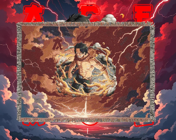 Anime & Manga Woven Blanket - Otaku Room Decor, Cozy Throw Gift, Wall Tapestry or Couch Accent, 100% Cotton with Fringe, Home/Game Decor