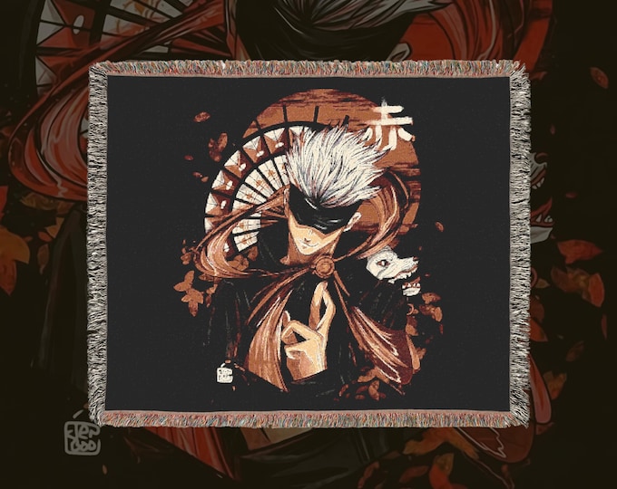 Anime & Manga Woven Blanket - 100% Cotton Throw with Fringe, Otaku Room Decor, Cozy Anime Gift, Wall Tapestry or Couch Accent