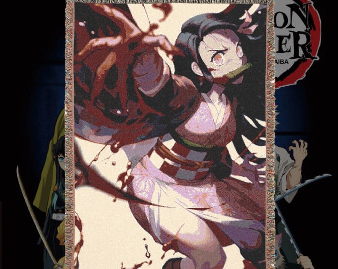 Anime Woven Blanket – 100% Cotton, Manga Room Decor