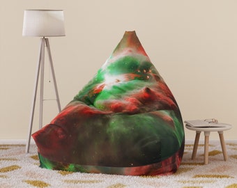 Green Galaxy Space Bean Bag Chair Cover | Nebula Celestial Space | Bean Bag Cover for Teens and Adults | Home Decor | Dorm Room Decor