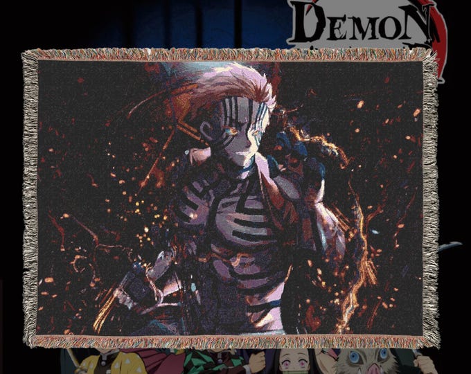 Anime & Manga Woven Blanket – 100% Cotton Throw with Fringe, Otaku Room Decor, Cozy Anime Gift, Wall Tapestry or Couch Accent