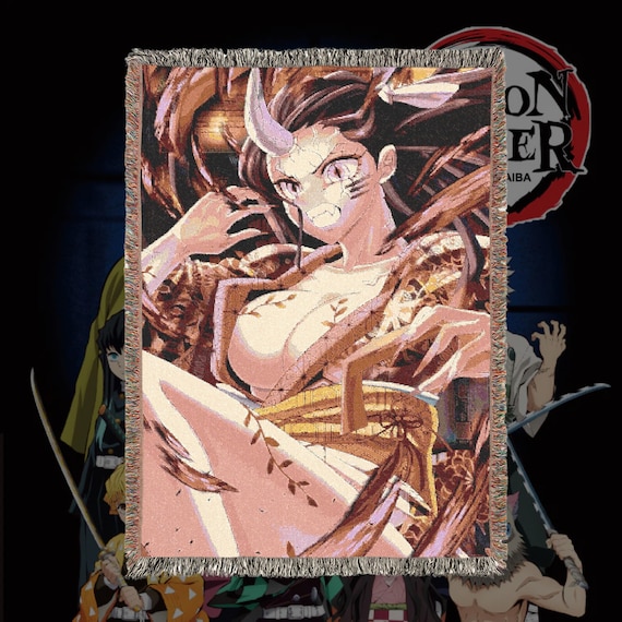 Anime & Manga Woven Blanket – 100% Cotton Throw with Fringe, Otaku Room Decor, Cozy Anime Gift, Wall Tapestry or Couch Accent