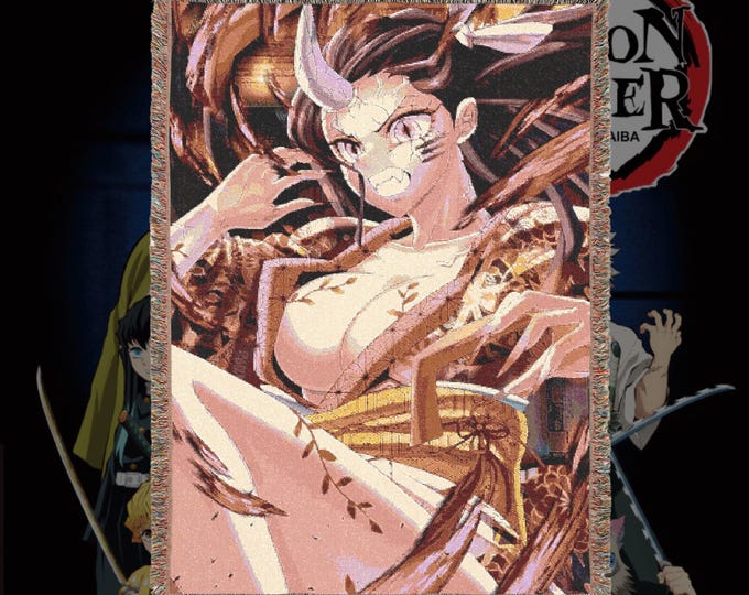 Anime & Manga Woven Blanket – 100% Cotton Throw with Fringe, Otaku Room Decor, Cozy Anime Gift, Wall Tapestry or Couch Accent