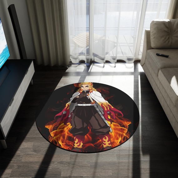 Anime & Manga Round Rug – 60" Otaku Room Decor, Gaming Floor Mat, Anime Watch Party Gift, Durable Chenille Rug for Bedroom or Den