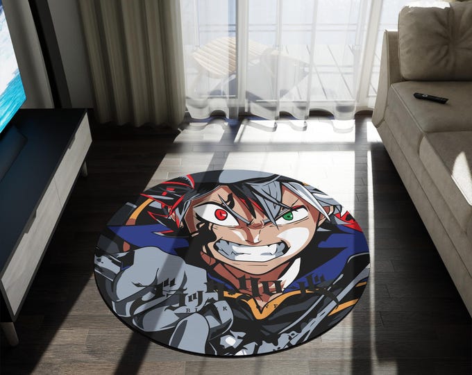 Anime & Manga Round Rug – 60" Otaku Room Decor, Gaming Floor Mat, Anime Watch Party Gift, Durable Chenille Rug for Bedroom or Den