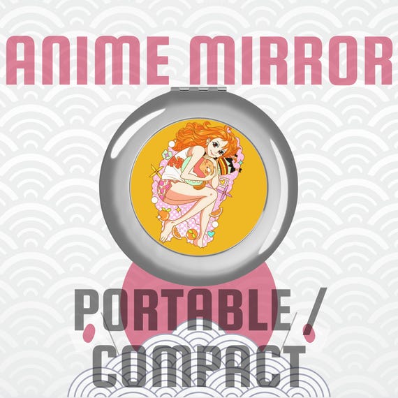 Anime Travel Mirror, Compact Pocket Mirror with Japanese Art, Kawaii Makeup Gift, Otaku Travel Accessory, Tokyo Japan Souvenir Must-Have