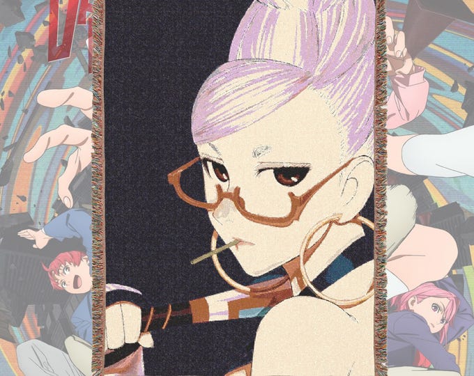 Anime & Manga Woven Blanket – 100% Cotton Throw with Fringe, Otaku Room Decor, Cozy Anime Gift, Wall Tapestry or Couch Accent