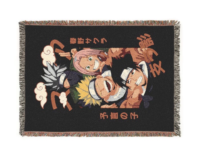 Anime & Manga Blankets - Woven 100% Premium Cotton Anime Throw Blanket with Colorful Fringe
