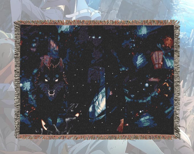 Anime & Manga Woven Blanket – 100% Cotton Throw with Fringe, Otaku Room Decor, Cozy Anime Gift, Wall Tapestry or Couch Accent