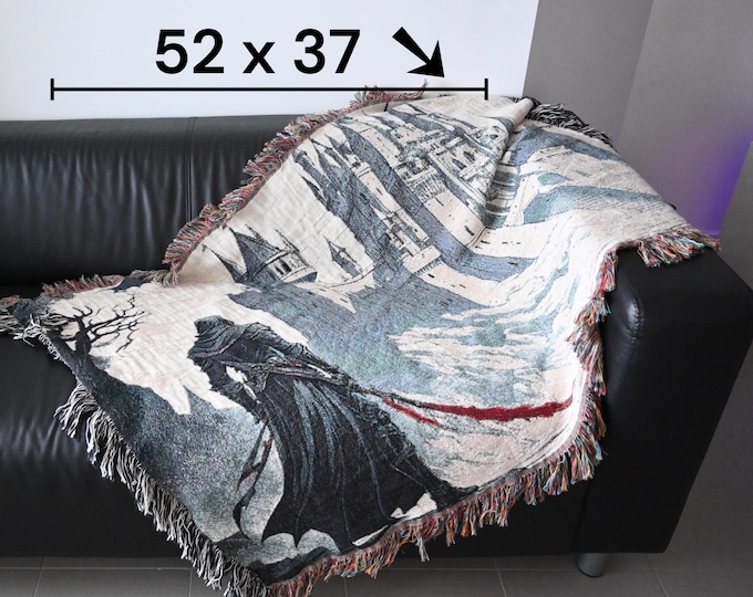 Anime & Manga Woven Blanket – 100% Cotton Throw with Fringe, Otaku Room Decor, Cozy Anime Gift, Wall Tapestry or Couch Accent