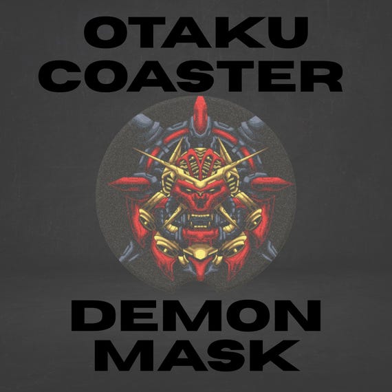 Otaku Demon Mask Car Coaster, Japanese Art Car Accessory, Stone Cup Holder Insert, Road Trip Gift, Asian Decor, Travel Coaster, Car Gift