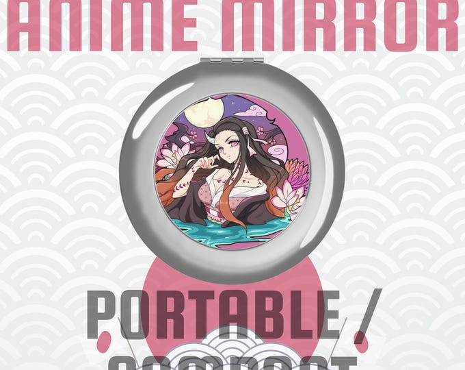 Anime Travel Mirror, Compact Pocket Mirror with Japanese Art, Kawaii Makeup Gift, Otaku Travel Accessory, Tokyo Japan Souvenir Must-Have