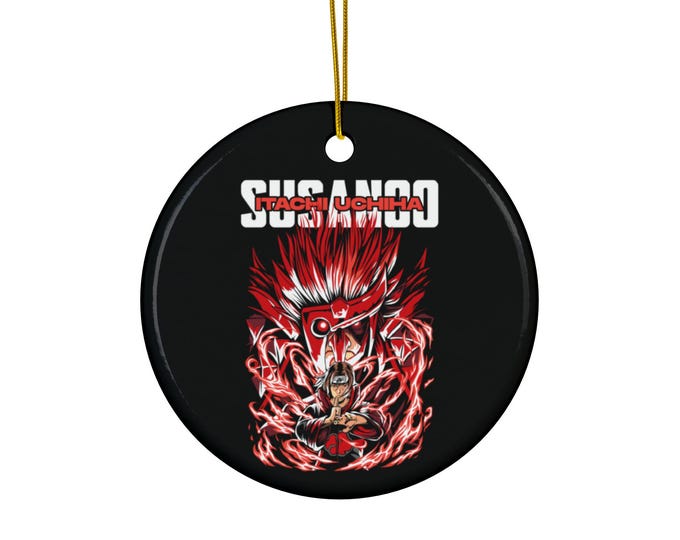 Anime Ceramic Ornament | Double-Sided Round Ornament | Kawaii Anime Holiday Decor | Otaku Christmas Ornament Gift | Anime Tree Decoration