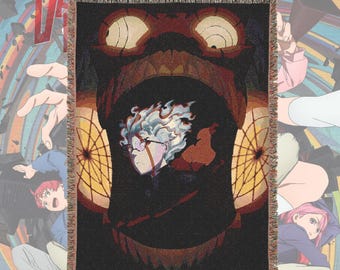 Anime & Manga Woven Blanket – 100% Cotton Throw with Fringe, Otaku Room Decor, Cozy Anime Gift, Wall Tapestry or Couch Accent