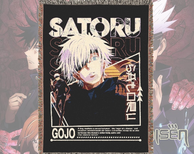 Anime & Manga Woven Blanket – 100% Cotton Throw with Fringe, Otaku Room Decor, Cozy Anime Gift, Wall Tapestry or Couch Accent