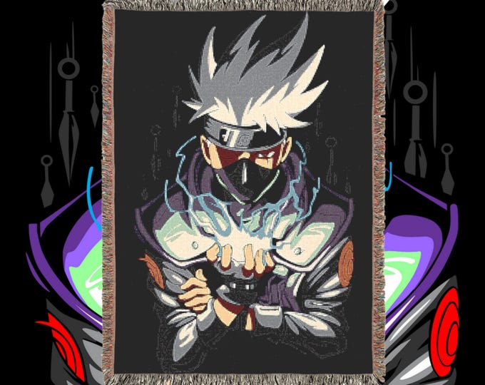 Anime & Manga Blankets - Woven 100% Premium Cotton Anime Throw Blanket with Colorful Fringe - Cozy Home Decor, Wall Tapestry, Gift