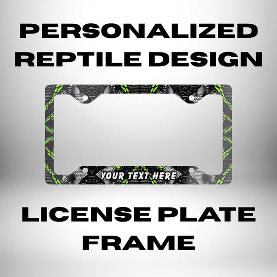 Personalized Reptile Print License Plate Frame - Street Style Car Accessory - Snakeskin Decor, Cool Gift for Him or Her, Urban Car Bling