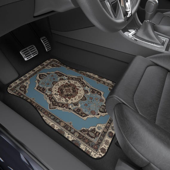 Blue Persian-Inspired Car Mats - Set of 4 - Custom Car Mats With Non-Slipping Backing - Luxury Car Mats - Elegant Car Mats - Car Gift