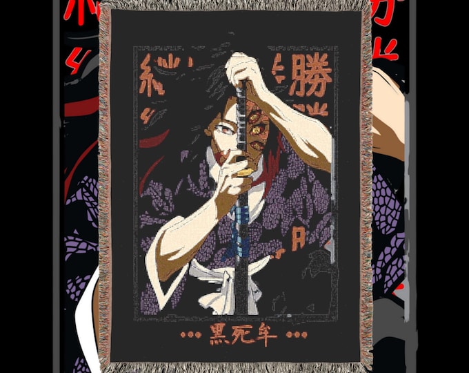 Anime & Manga Blankets - Woven 100% Premium Cotton Anime Throw Blanket with Colorful Fringe - Cozy Home Decor, Wall Tapestry, Gift