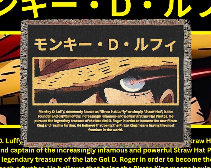 Anime & Manga Woven Blanket - 100% Cotton Throw with Fringe, Otaku Room Decor, Cozy Anime Gift, Wall Tapestry or Couch Accent