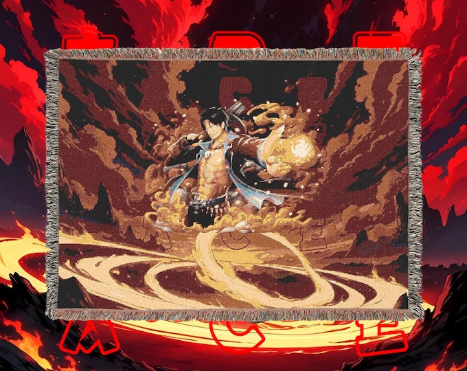 Anime & Manga Woven Blanket - Otaku Room Decor, Cozy Throw Gift, Wall Tapestry or Couch Accent, 100% Cotton with Fringe, Home/Game Decor