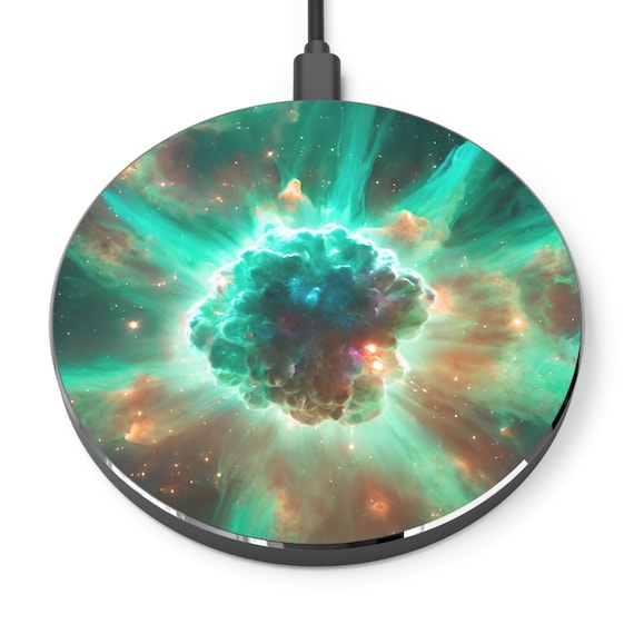 Space design Wireless Charger Pad – Fast Charging, Magnetic Charging Station, Universal for iPhone & Android, Cosmic Tech Gift, Holiday Gift