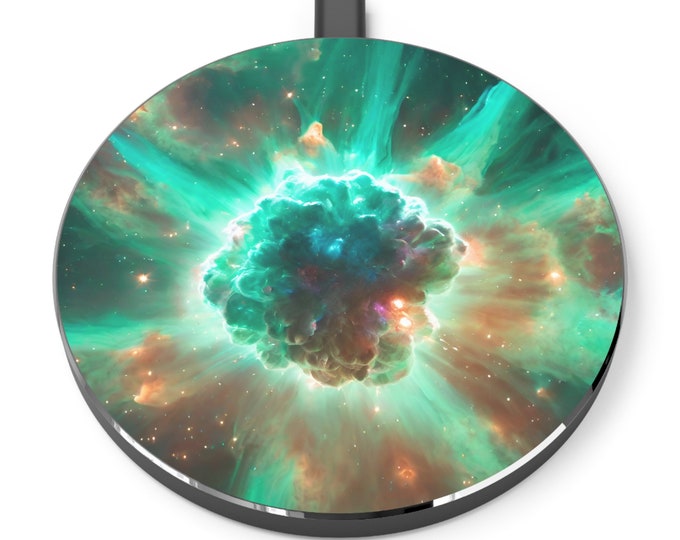 Space design Wireless Charger Pad – Fast Charging, Magnetic Charging Station, Universal for iPhone & Android, Cosmic Tech Gift, Holiday Gift