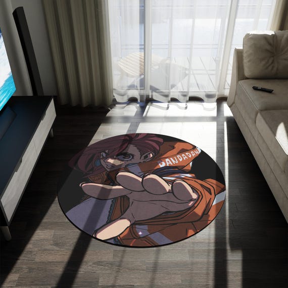 Anime & Manga Round Rug – 60" Otaku Room Decor, Gaming Floor Mat, Anime Watch Party Gift, Durable Chenille Rug for Bedroom or Den