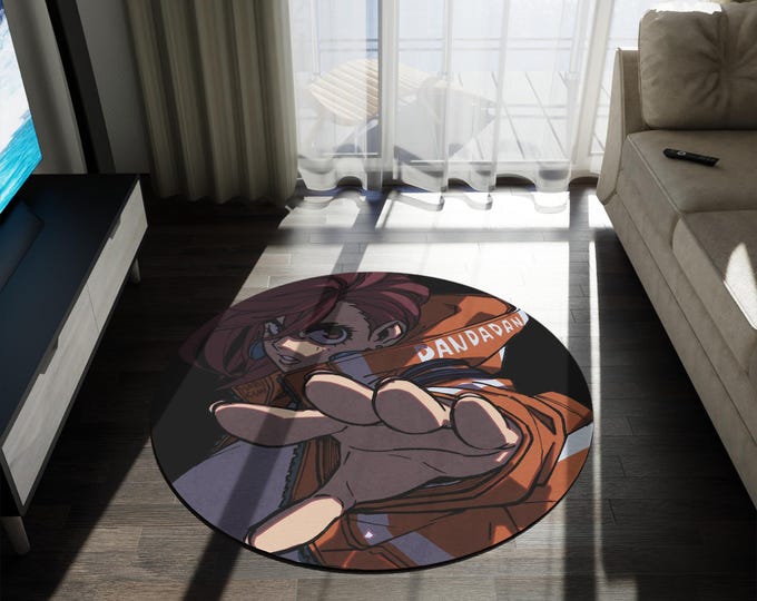 Anime & Manga Round Rug – 60" Otaku Room Decor, Gaming Floor Mat, Anime Watch Party Gift, Durable Chenille Rug for Bedroom or Den