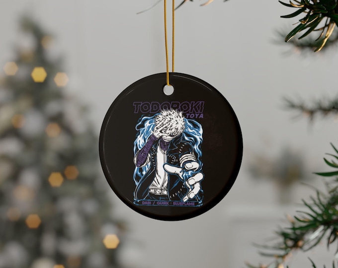 Anime Ceramic Ornament | Double-Sided Round Ornament | Kawaii Anime Holiday Decor | Otaku Christmas Ornament Gift | Anime Tree Decoration
