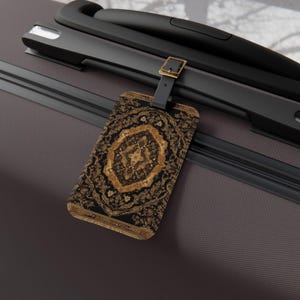 Persian Rug Luggage Tag for Suitcases & Backpacks, Vintage Travel Accessory, Boho Bag Tag, Gift for Travelers, Unique Baggage ID Tag