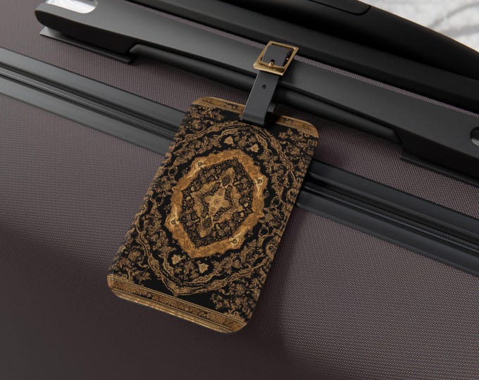 Persian Rug Luggage Tag for Suitcases & Backpacks, Vintage Travel Accessory, Boho Bag Tag, Gift for Travelers, Unique Baggage ID Tag