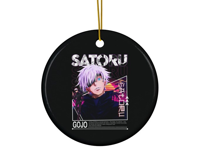 Anime Ceramic Ornament | Double-Sided Round Ornament | Kawaii Anime Holiday Decor | Otaku Christmas Ornament Gift | Anime Tree Decoration