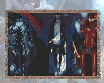 Anime & Manga Woven Blanket – 100% Cotton Throw with Fringe, Otaku Room Decor, Cozy Anime Gift, Wall Tapestry or Couch Accent