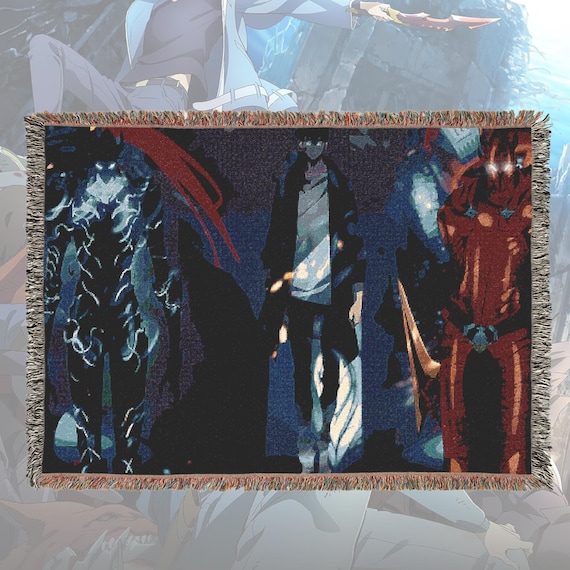 Anime & Manga Woven Blanket – 100% Cotton Throw with Fringe, Otaku Room Decor, Cozy Anime Gift, Wall Tapestry or Couch Accent