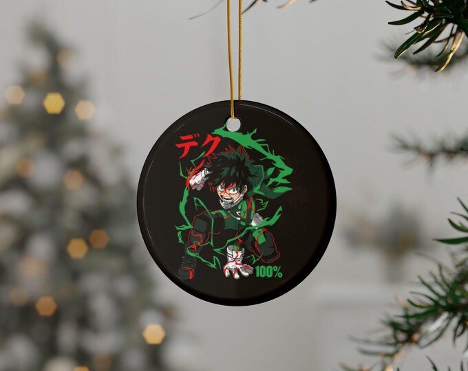 Anime Ceramic Ornament | Double-Sided Round Ornament | Kawaii Anime Holiday Decor | Otaku Christmas Ornament Gift | Anime Tree Decoration