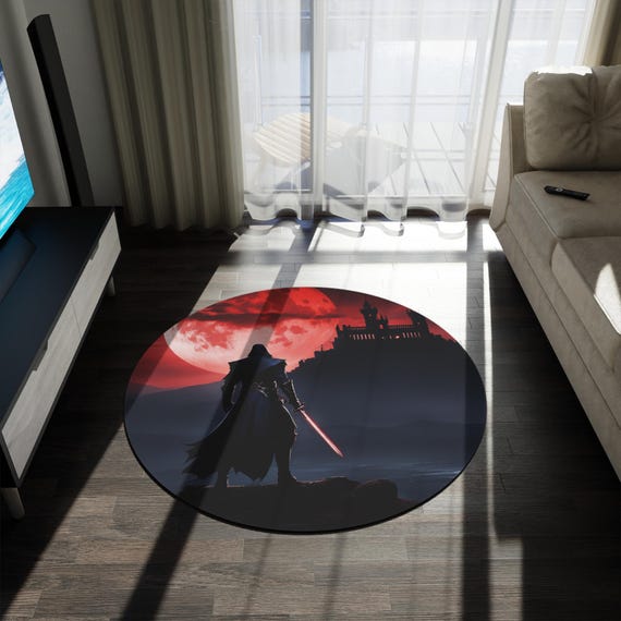 Anime & Manga Round Rug – 60" Otaku Room Decor, Gaming Floor Mat, Anime Watch Party Gift, Durable Chenille Rug for Bedroom or Den