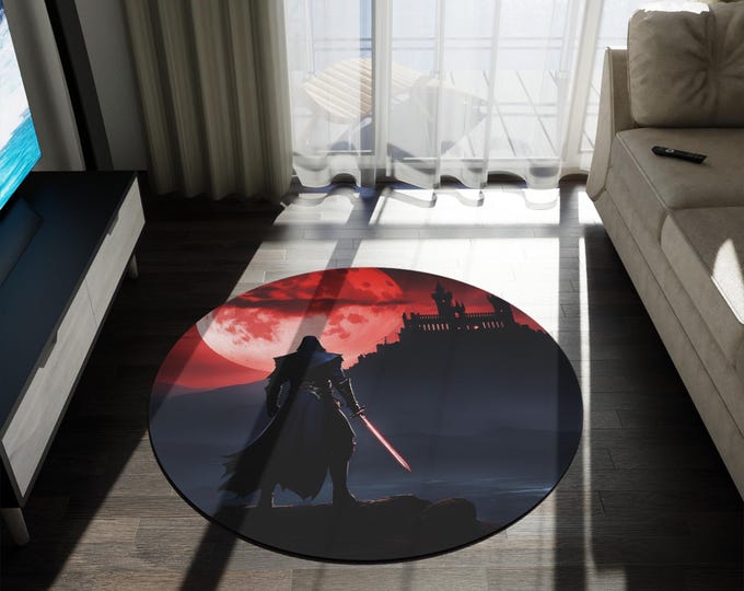 Anime & Manga Round Rug – 60" Otaku Room Decor, Gaming Floor Mat, Anime Watch Party Gift, Durable Chenille Rug for Bedroom or Den