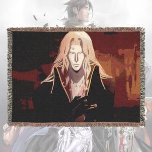 Anime & Manga Woven Blanket – 100% Cotton Throw with Fringe, Otaku Room Decor, Cozy Anime Gift, Wall Tapestry or Couch Accent