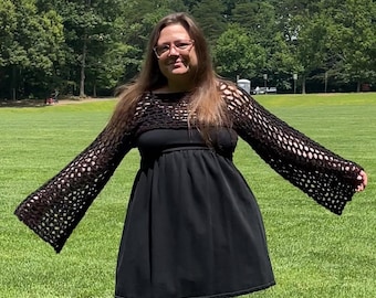 Crochet Mesh Shrug Sleeves | Soft Handmade Bolero