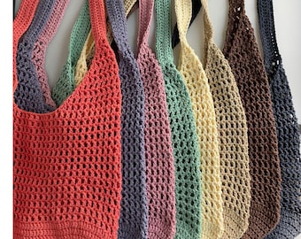 Crochet Market Tote Bag | Cotton Mesh Shoulder Bag