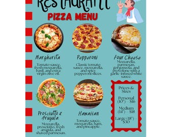 Editable Pizza Menu Template: Printable Pizzeria Design (Canva)
