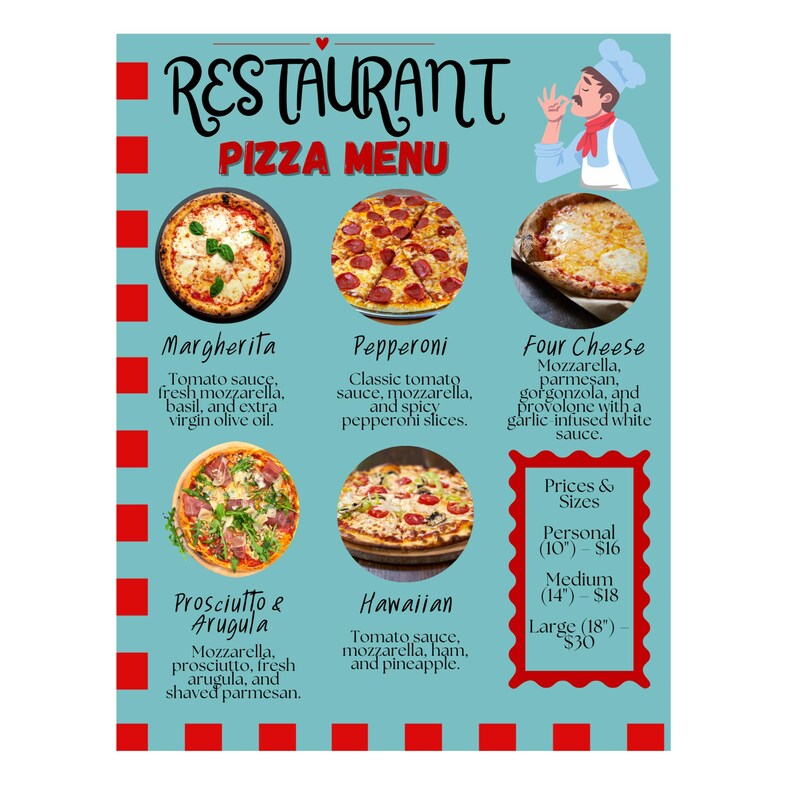 Editable Pizza Menu.pdf Editable Pizza Menu Template: Printable Pizzeria Design (canva) - Etsy UK