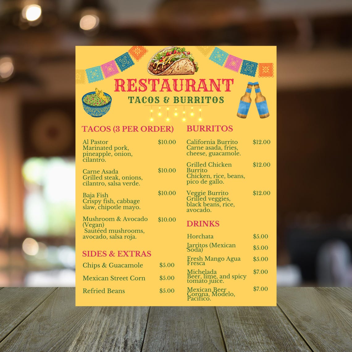 Mexican Food Truck Menu Template: Editable Canva Design (8.5x11 ...