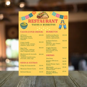 Mexican Food Truck Menu Template – Editable Canva Menu – Printable Street Food Menu | 8.5x11 | Custom Digital Design