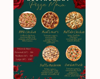 Editable Pizza Menu Template: Printable Pizzeria Design (Canva, 8.5x11)