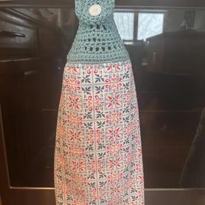 Patterned Kitchen Hand Towel with crochet topper