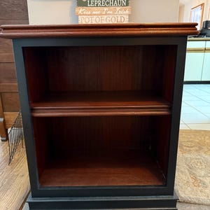 Bookcase or entry way table-console black and wood