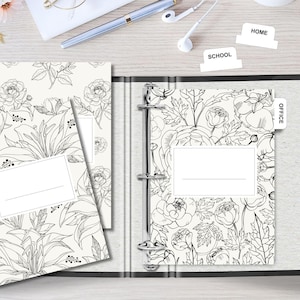 Elegante afdrukbare map omslagen en vakken - gepersonaliseerde organisatieset voor thuis, op kantoor en op school - digitale download pdf